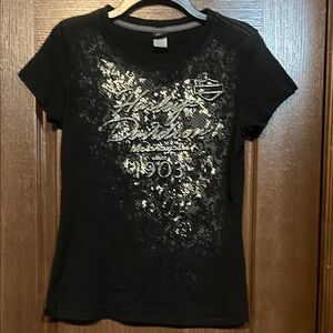 Black Graphic Women's Top Harley Davidson